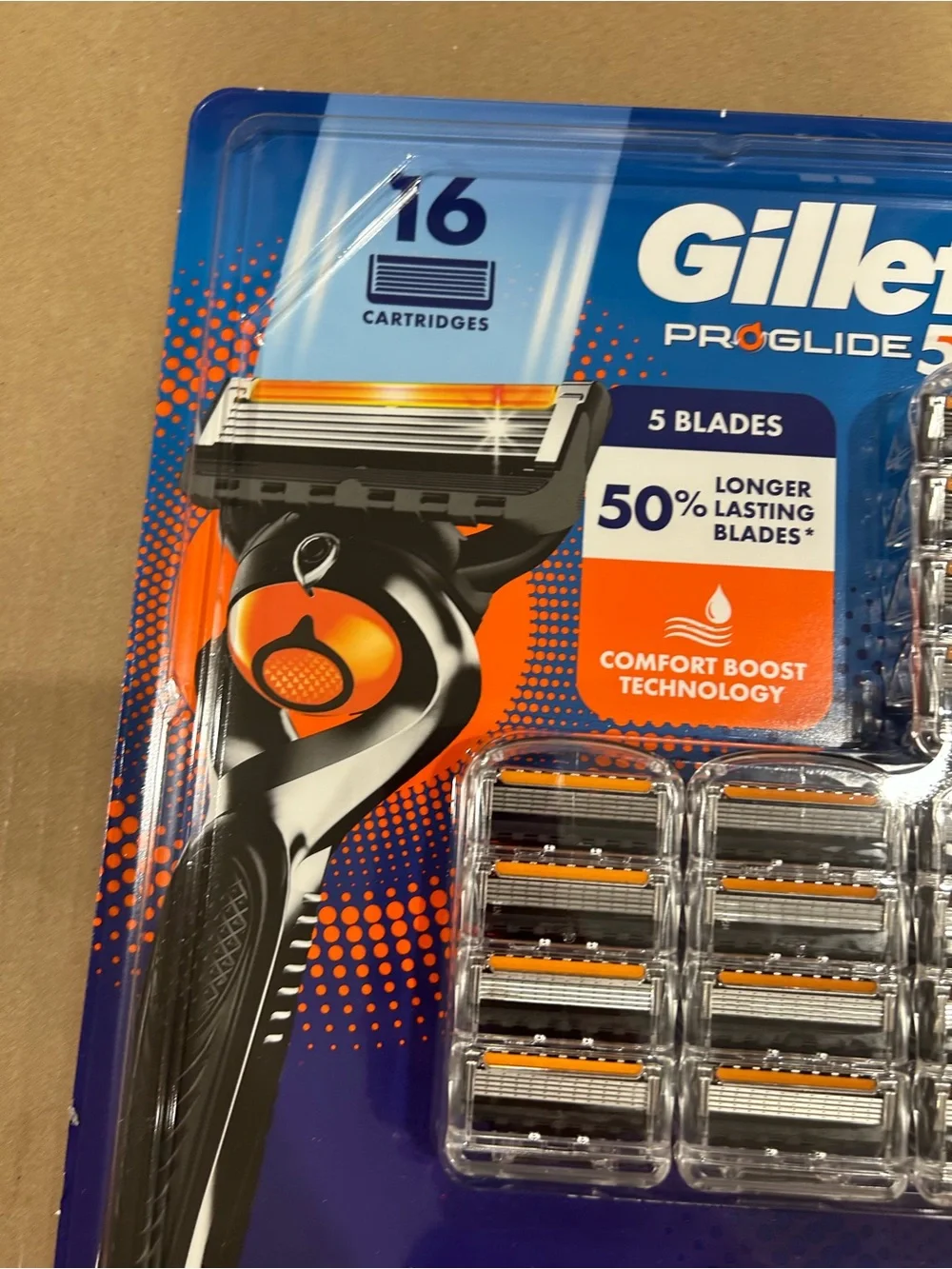 Gillette ProGlide 5 Plus Replacement Cartridges - Blue & Orange (16 Pack) sealed